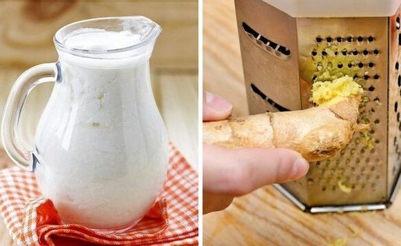 Een cocktail maken van kefir en geraspte gember
